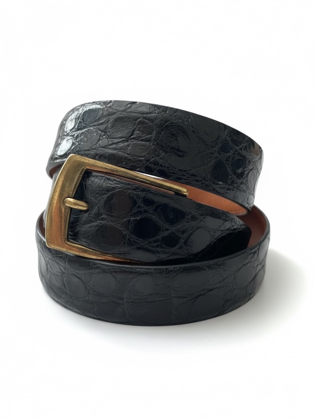 Trafalgar Genuine Alligator Belt Sz 36 Hand-Finished USA Luxury Exotic Leather